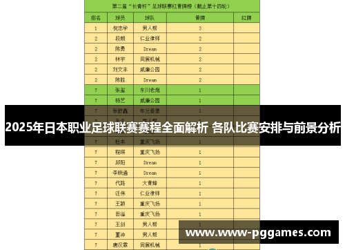 2025年日本职业足球联赛赛程全面解析 各队比赛安排与前景分析